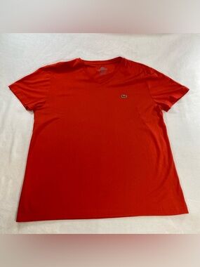 Lacoste Pima Jersey V Neck Red Mens Large T Shirt